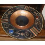 Sam Fanaroff. A circular footed copper bowl inset three cabochon stones, numbered 008 diameter 45cm