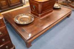 A large Indonesian teak opium table W.192cm