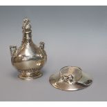 A George V silver scent flask, Goldsmiths & Silversmiths Co Ltd, London, 1917 and an Edwardian