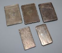 Five assorted Victorian and later silver card cases, including two by George Unite, Birmingham, 1867