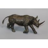 James Osborne (1940-1992). A bronze of Rhinoceros, signed and numbered 15/1000, length 26.5cm