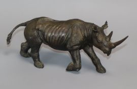 James Osborne (1940-1992). A bronze of Rhinoceros, signed and numbered 15/1000, length 26.5cm