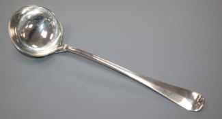 A Hanover pattern silver soup ladle, London 1910, Maker: Robert Stebbings.