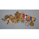 A World War I trio to 2. Lieut A.J. Talbot 3387, 1-Co of London, buttons etc