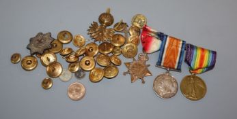 A World War I trio to 2. Lieut A.J. Talbot 3387, 1-Co of London, buttons etc