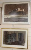 Norman Wade, two limited edition prints, Bamburgh Castle and Durham Cathedral, signed in pencil