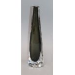 A Nils Landberg for Orrefors smoked grey cased glass vase, signed and numbered 3538/3 height 27cm