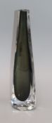 A Nils Landberg for Orrefors smoked grey cased glass vase, signed and numbered 3538/3 height 27cm