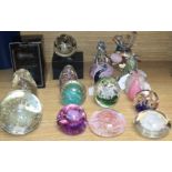 A Murano 'Aquarium Bag' paperweight and a collection of other glass paperweights, including a