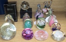 A Murano 'Aquarium Bag' paperweight and a collection of other glass paperweights, including a