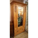 An Art Nouveau satin walnut wardrobe W.102cm