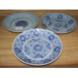 Three 19th century Chinese blue and white dishes diameter 27cm