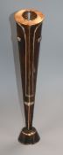 Sam Fanaroff. An abstract copper tall "Face" vase on wood stand, numbered 009 height 49cm
