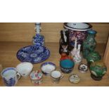 A collection of Chinese blue and white ceramics, Japanese ceramics and cloisonne etc