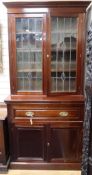 A late Victorian mahogany secretaire bookcase W.108cm