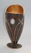 Sam Fanaroff. A tapered copper vase inset cabochon stone, numbered 008 height 33cm