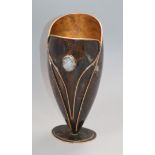 Sam Fanaroff. A tapered copper vase inset cabochon stone, numbered 008 height 33cm