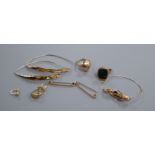 A small group of yellow metal jewellery including 585, 9ct and 15ct.