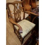 A Chippendale style mahogany open armchair