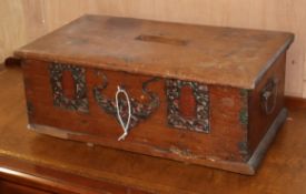 A wedding dowry box in teak, early 20th century W.55cm