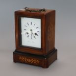 A 19th century French marquetry inlaid rosewood mantel clock