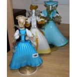 Three Venetian glass ladies tallest 36cm