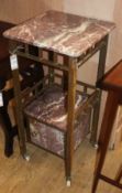 A French marble and brass two tier washstand W.38cm