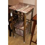 A French marble and brass two tier washstand W.38cm