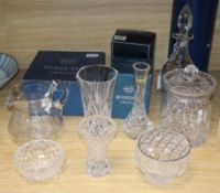 A Bohemia Crystal bowl and mug (both boxed) and a collection of other cut crystal and glass,