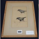 Archibald Thorburn (1860-1935) - watercolour, Two Ravens, signed monogram, dated March 20 1918, 18 x