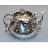 An unusual George II silver two handled double lipped cream jug by John Gamon, London, 1736,