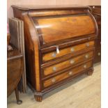 An early 19th century Dutch mahogany and burr wood cylinder bureau W.122cm