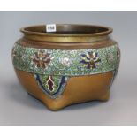 An Oriental champleve enamelled bronze jardiniere height 20cm