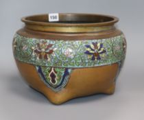 An Oriental champleve enamelled bronze jardiniere height 20cm