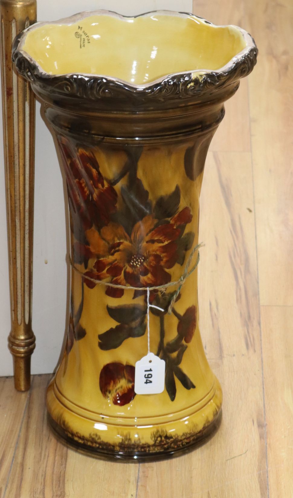 A 19th century 'Madras Ware' jardinière stand (probably George Jones & Sons) height 51cm