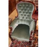 A Victorian buttonback armchair