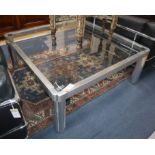An Italian Biobject chrome and glass coffee table W.100cm