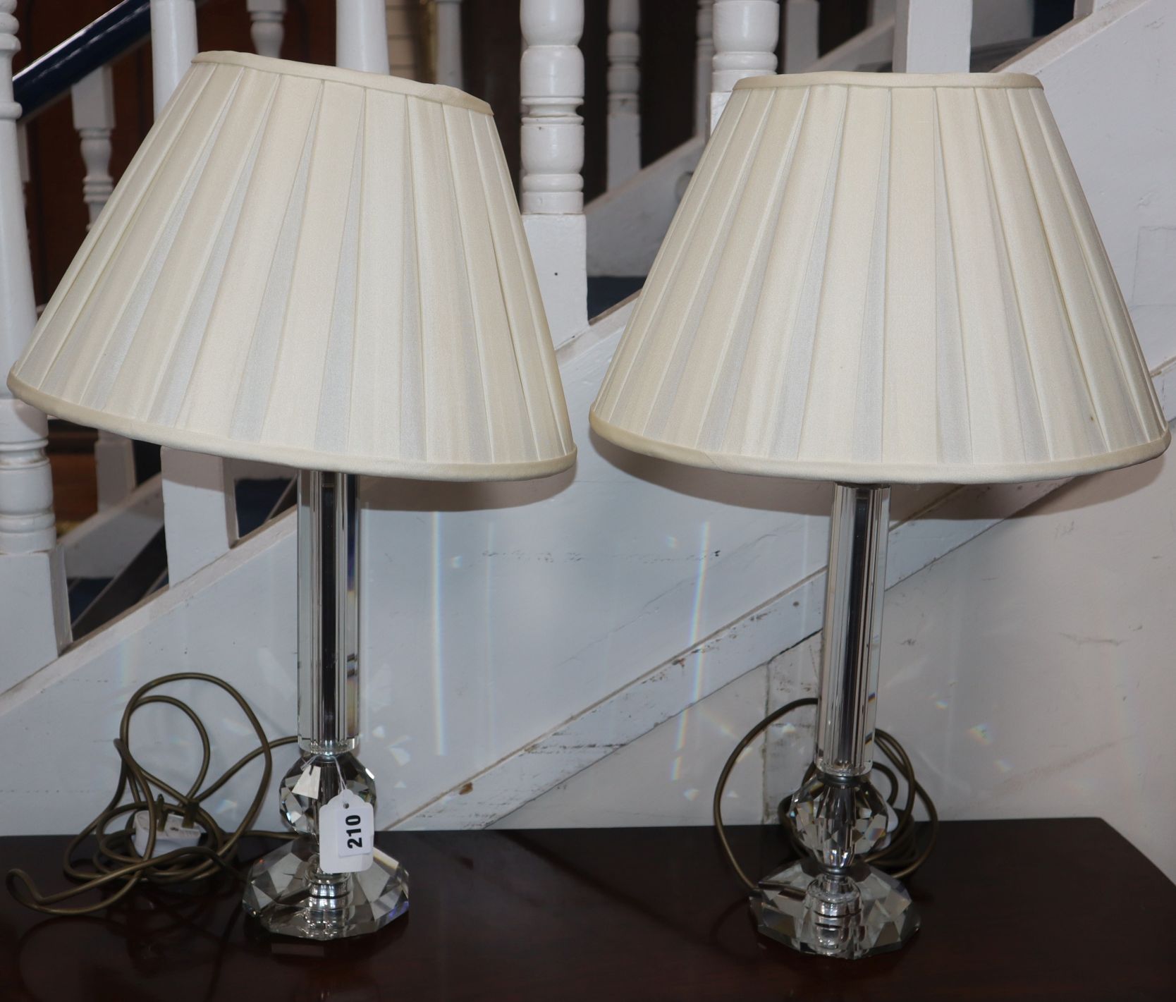 A pair of Art Deco glass table lamps
