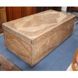 A large Javanese carved teak box L.180cm