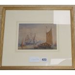 C. John M. Whichelo (1803-1865), watercolour, Shipping in harbour, 13.5 x 19.5cm
