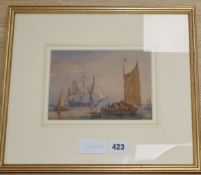 C. John M. Whichelo (1803-1865), watercolour, Shipping in harbour, 13.5 x 19.5cm