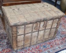 A ship's ironbound teak trunk W.93cm