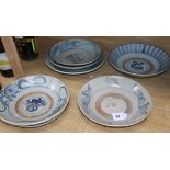 Seven Chinese 'Kitchen Ming' blue and white dishes