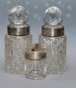 A pair of late Victorian silver mounted cut glass large jars by Saunders & Shepherd, Chester 1895