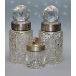 A pair of late Victorian silver mounted cut glass large jars by Saunders & Shepherd, Chester 1895