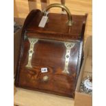 A Victorian mahogany coal scuttle and scoop