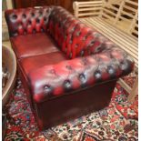 A leather button back chesterfield W.160cm