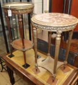 Two Louis XVI design marble top occasional tables W.42 and 46cm