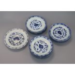 Eleven Chinese blue and white plates, 18th century largest diameter 16cm