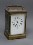An early 20th century French brass repeating carriage clock
